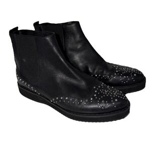 MICHAEL KORS WOMENS BLACK SILVER STUDDED LEATHER‎ SOPHIA ANKLE  BOOTS SIZE 8 M